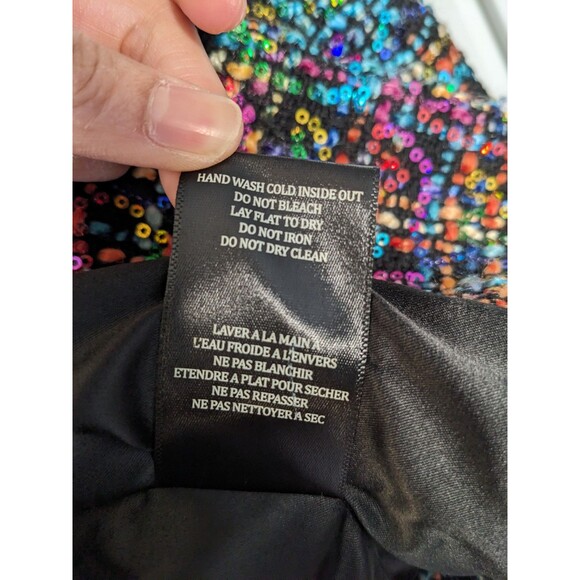Blank NYC Women Size Small S Multicolor Rainbow Sequin Tweed Blazer Jacket - Picture 8 of 16
